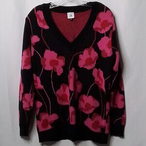 CABI ROCOCO V-NECK FLORAL PULLOVER SWEATER SIZE S
